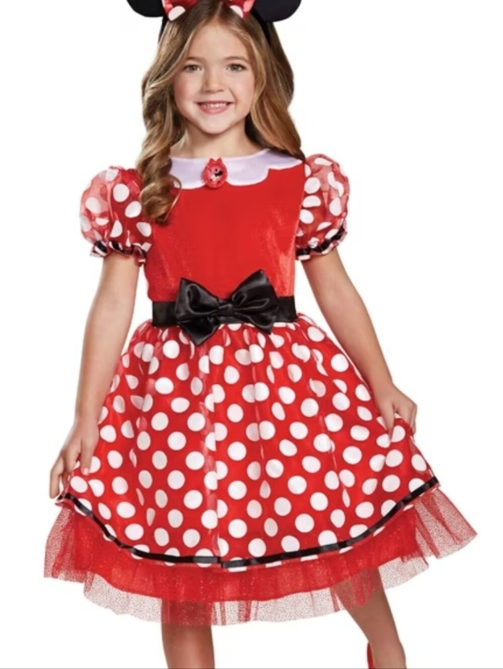 Minnie Mouse Girls Costume Dress Red White Polka Dot Tulle Bow Halloween